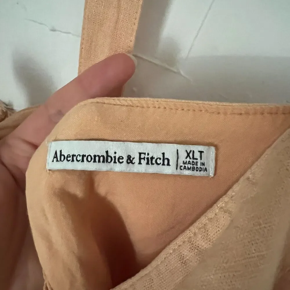 Abercrombie & Fitch Orange Halter Mini Dress Linen‎ Blend Summer Vacation Sz XLT